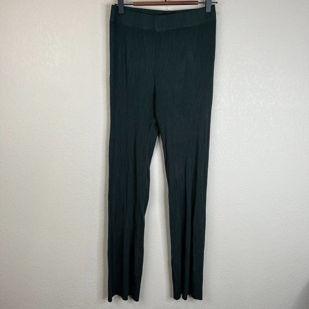 Enza Costa Womensβ Ribbed Pants Medium Black Stretchable Viscose Flare
